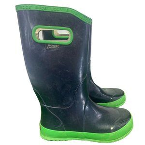 BOGS Rain Boot Navy Blue Lime Green 4 (Big Kid)